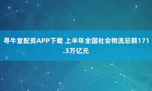 寻牛堂配资APP下载 上半年全国社会物流总额171.3万亿元